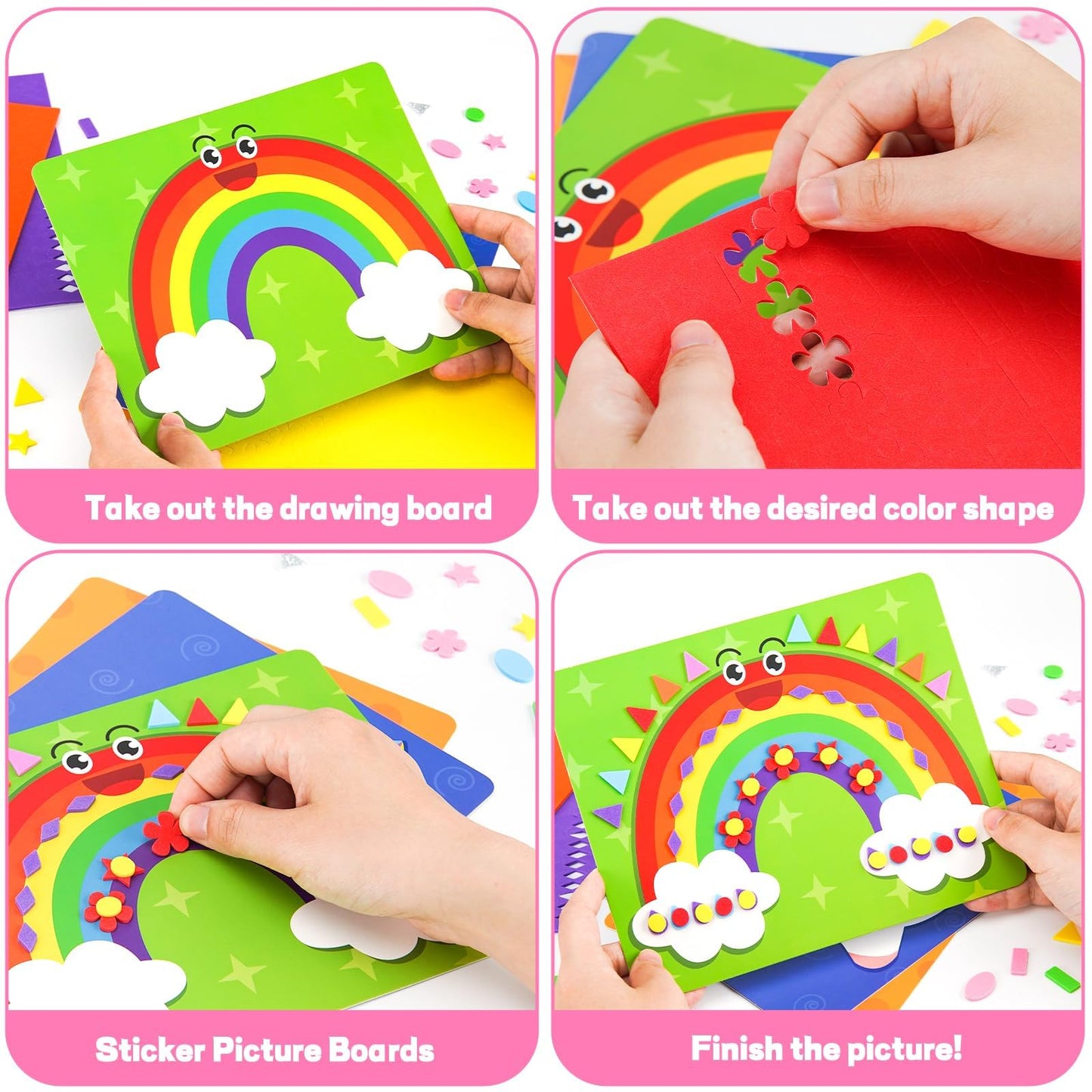 AluAbi Foam Sticker Art Craft Activity,No Mess Fun Sticker for Kids, DIY 3D Foam Felt Craft Kit,Creative Learning Toy Travel Gam