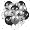 40Th Birthday Balloons Decorations 15Pcs Black Silver Happy 40Th Birthday Party Latex Confetti Balloons For Men Women 40Th Anniversary Happy Birthday Party Decor Supplies 12 Inches