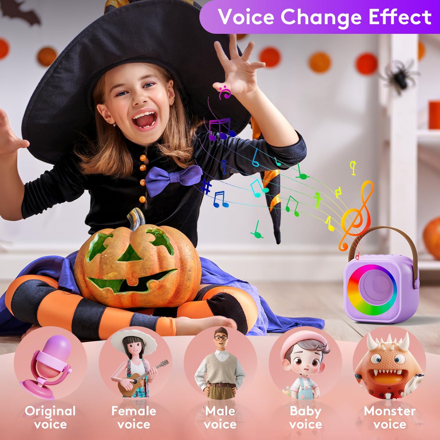 Mini Karaoke Machine For Kids: Portable Bluetooth Kararoke Microphone Speaker With 2 Wireless Microphones - Easter Birthday Gifts For 4 5 6 7 8 9 10 Year Old Girls