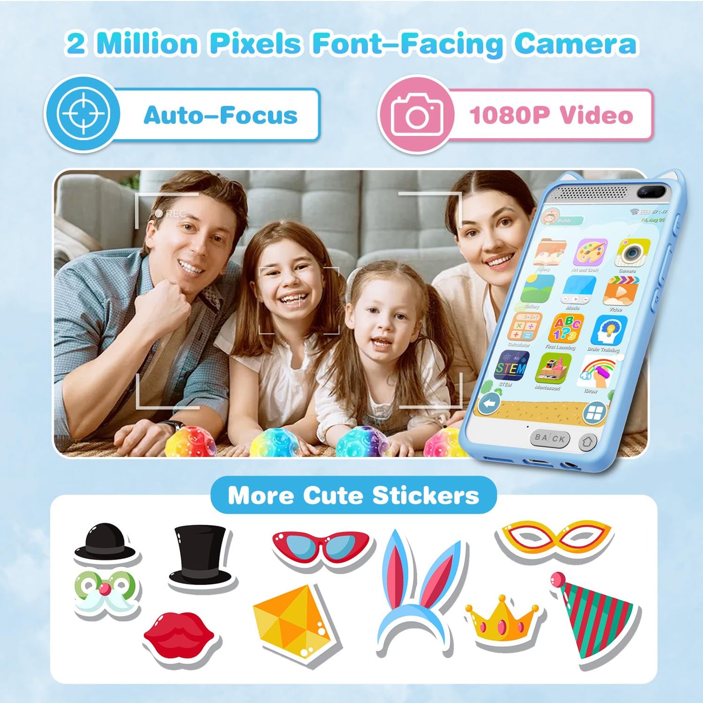 Kids Phone 3.97'' Touchscreen Toddler Smart Phone Learning Toys With Educational Games, 2000Ma High-Capacity Kids Cell Phone For