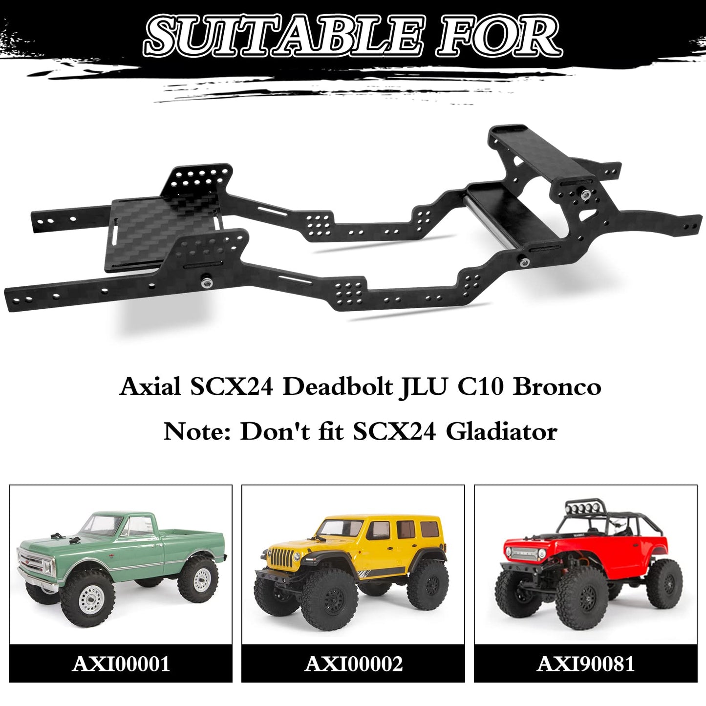 OGRC Carbon Fiber Angled Skid Chassis Kit Angled Skid LCG Chassis Kit for Axial SCX24 Deadbolt JLU C10 Bronco Upgrade Part