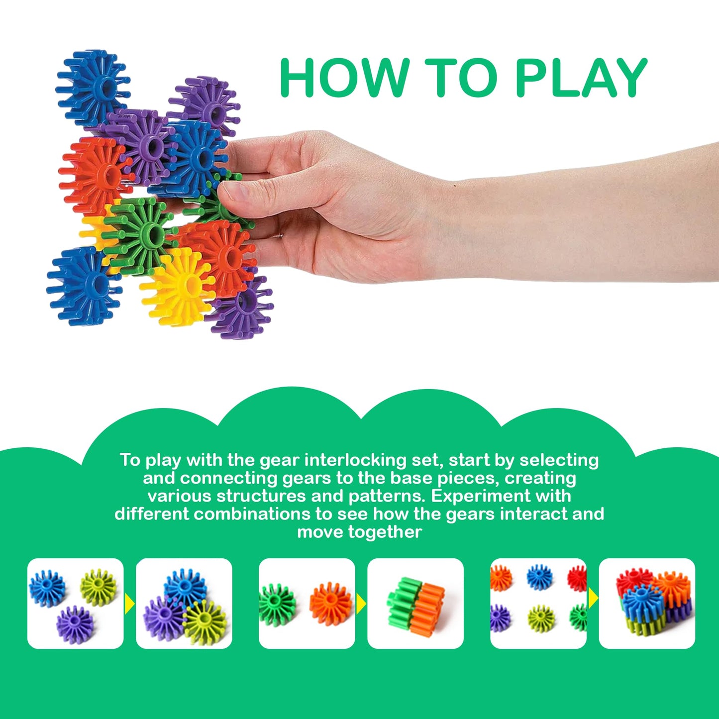 KAKATIMES STEM Building Blocks Toys for Kids - Educational and Safe Gear Interlocking Construction Playset - Develop Creativity