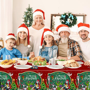 3 Pack Christmas Nightmare Tablecloths Nightmare Christmas Party Decorations Green Red Tree Xmas Nightmarer Table Cover for Xmas