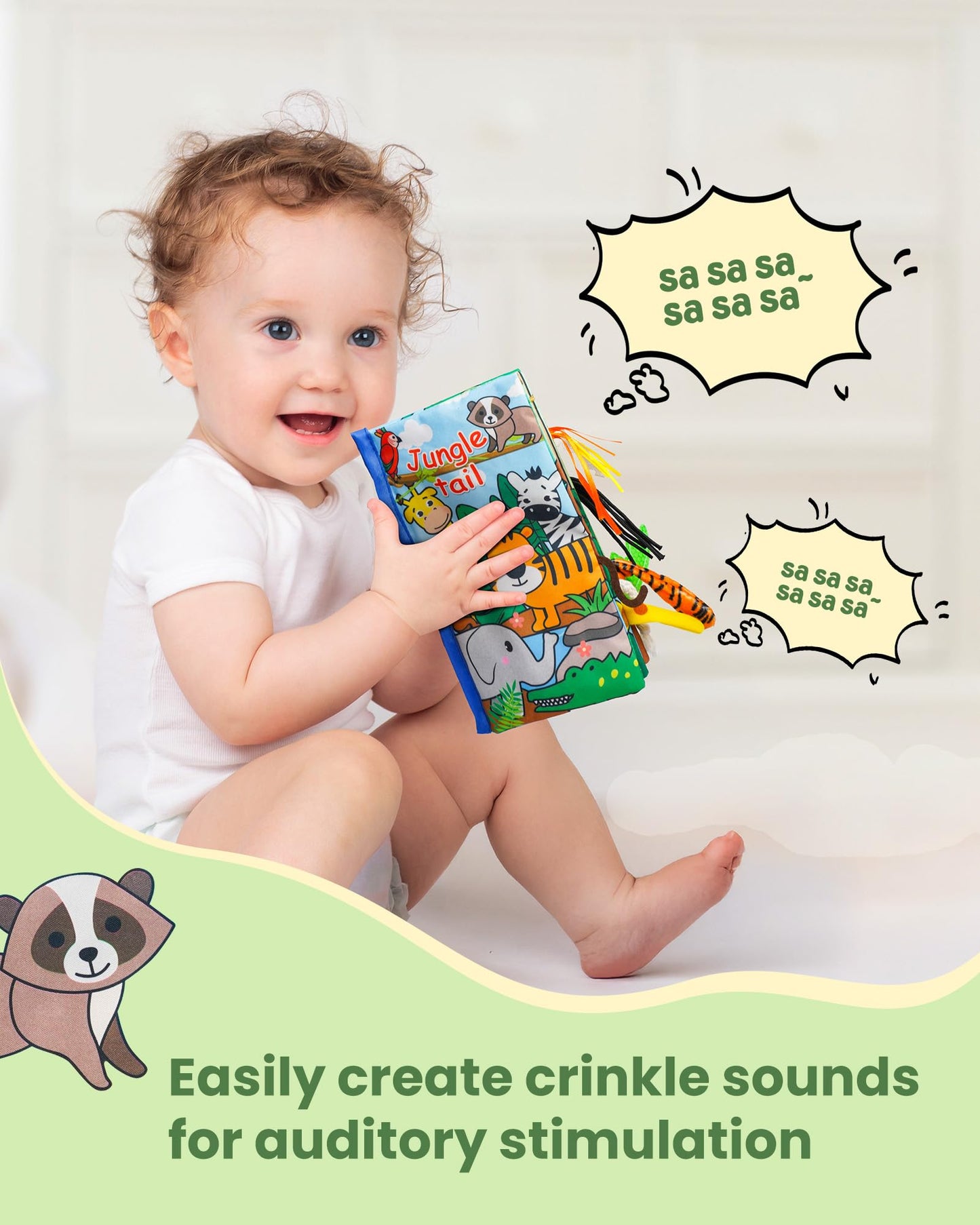 melican Baby Books 0-6 Months, Infant Tummy Time Toy, High Contrast Sensory Baby Toys 6 to 12 Months, Touch & Feel Book for Newb