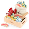 Pairpear Wooden Play Food Cutting Seafood Set - Toddlers Wooden Toy Food Pretend Play Kitchen Accessories For 3 Years Old Boys G
