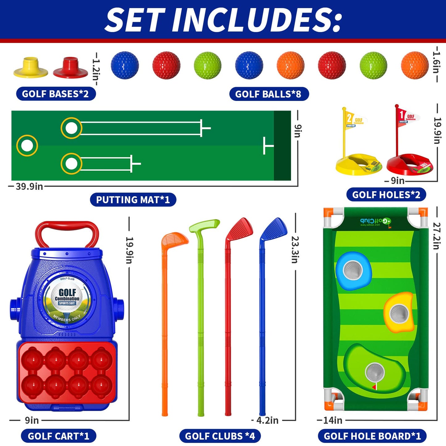 Bennol Upgraded Kids Toddler Golf Set, Indoor Outdoor Outside Golf Toys Gifts For 2 3 4 5 Year Old Boys, 2 3 4 5 Year Old Boys Toys Birthday Gifts Ideas, Outdoor Golf Set Toys Game For Kids Boys