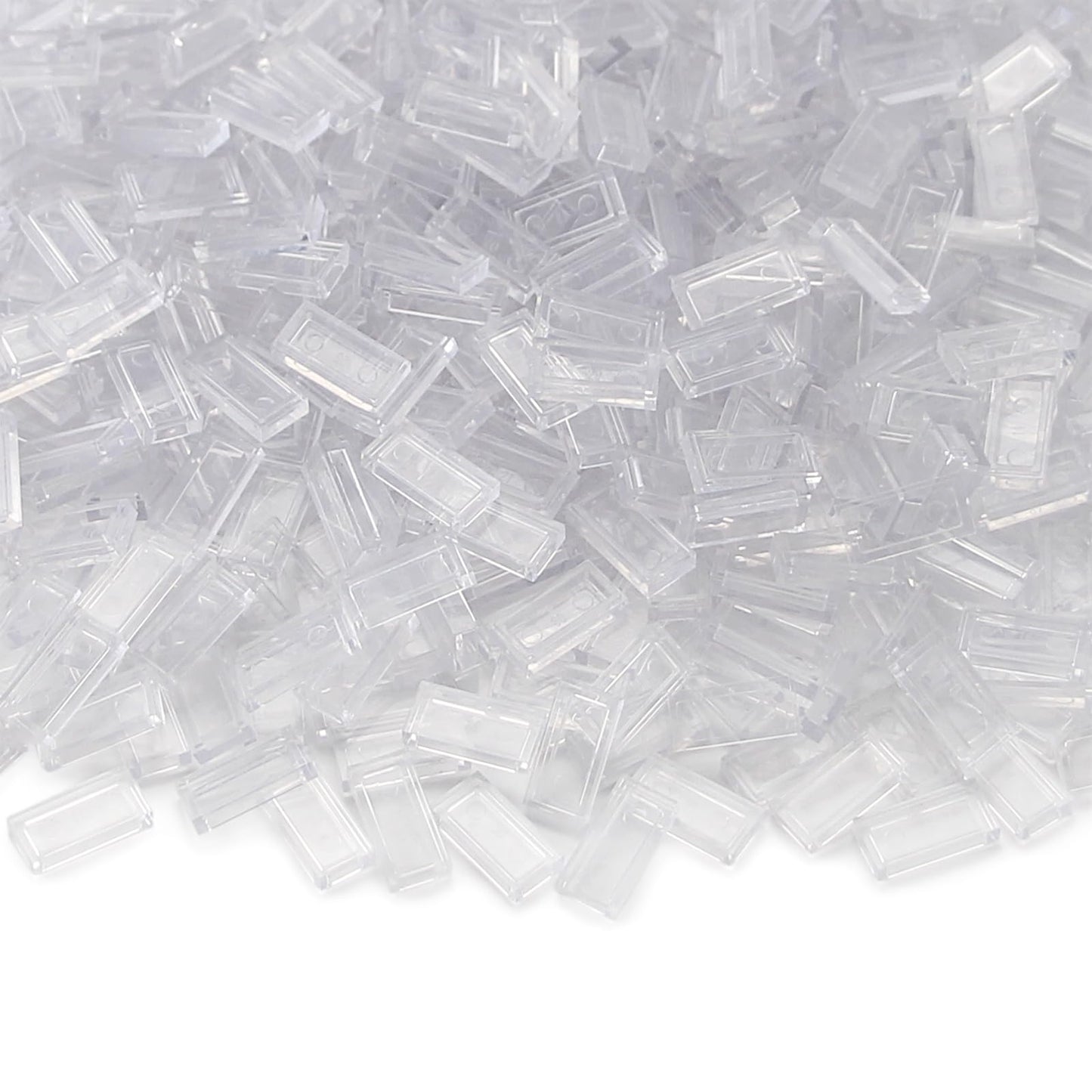 Feleph Transparent Clear 1×2 Tile ×700 Parts And Pieces Flat Bricks, Bulk Building Blocks For Smooth Surface Wall Floor, Toy Accessories Compatible With Major Brands