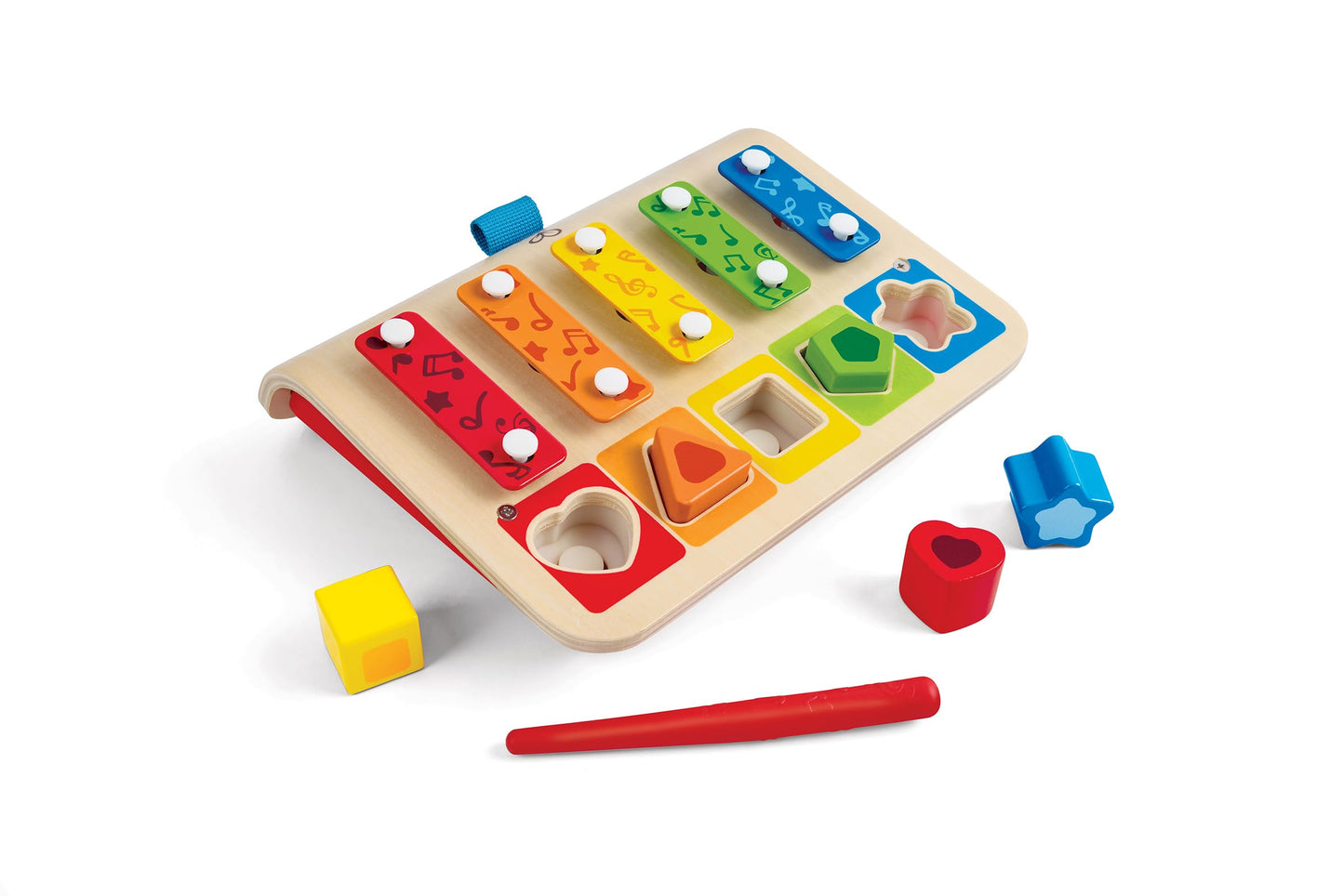 Hape E0334 Shape Sorter Xylophone & Piano - Multicolor Wooden Instrument Toy for Kids, 9.8x3.1x7.8 inches