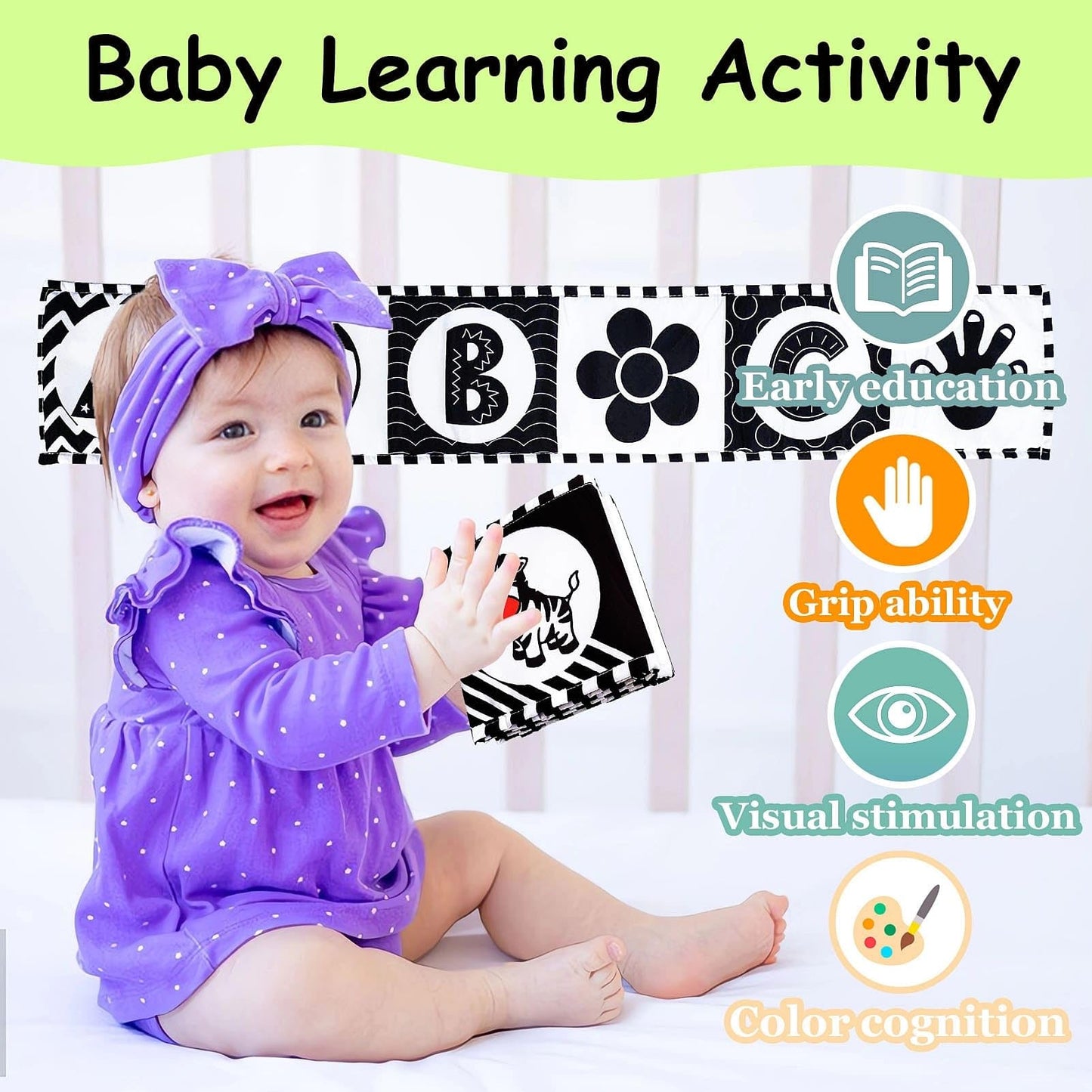 High Contrast Baby Toys For Newborn: Black And White Baby Toys Book 0-3 Months - Tummy Time Mirror For Infant 6 7 8 9 10 11 12 M