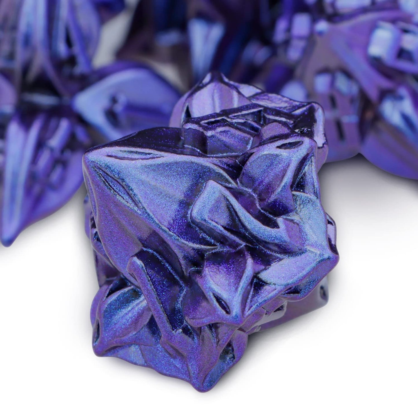 ARUOHHA DND Dice Set Blue Dungeons and Dragons Leaf Design Metal D&D Dice, Handmade D + D Polyhedral Dice RPG Role Playing Dice