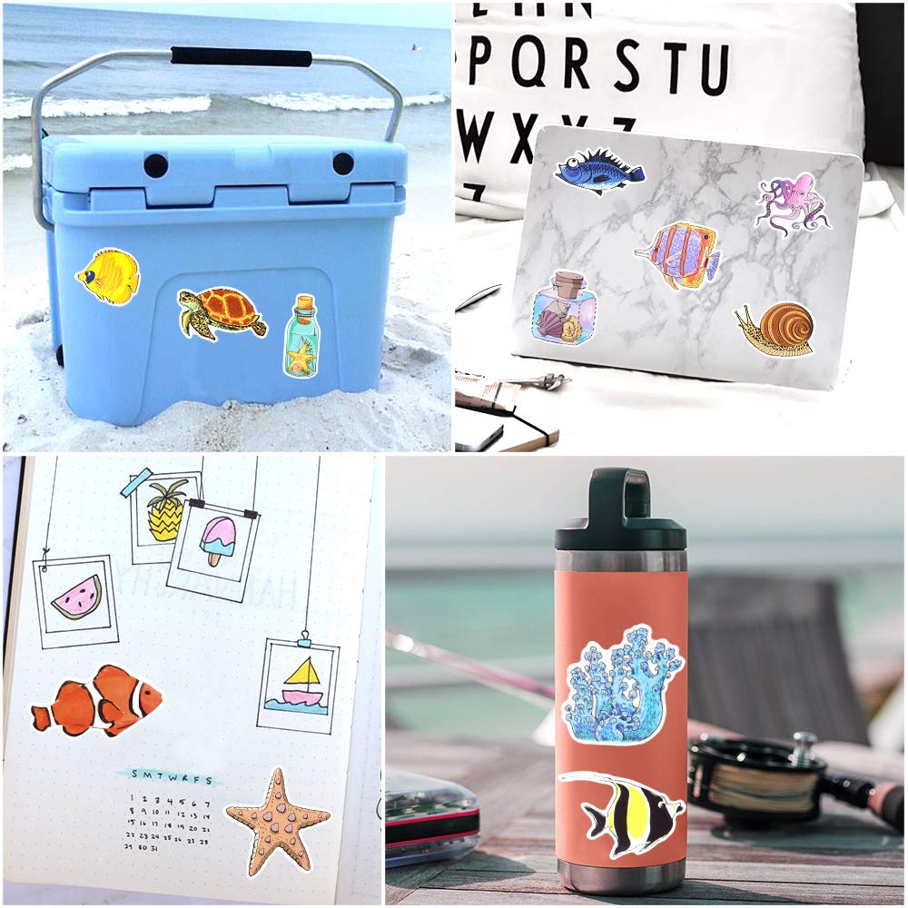 Ocean Stickers For Water Bottles Ocean Stickers For Kids Ocean Waterproof Stickers Vinyl Laptop Stickers(50 Pcs)