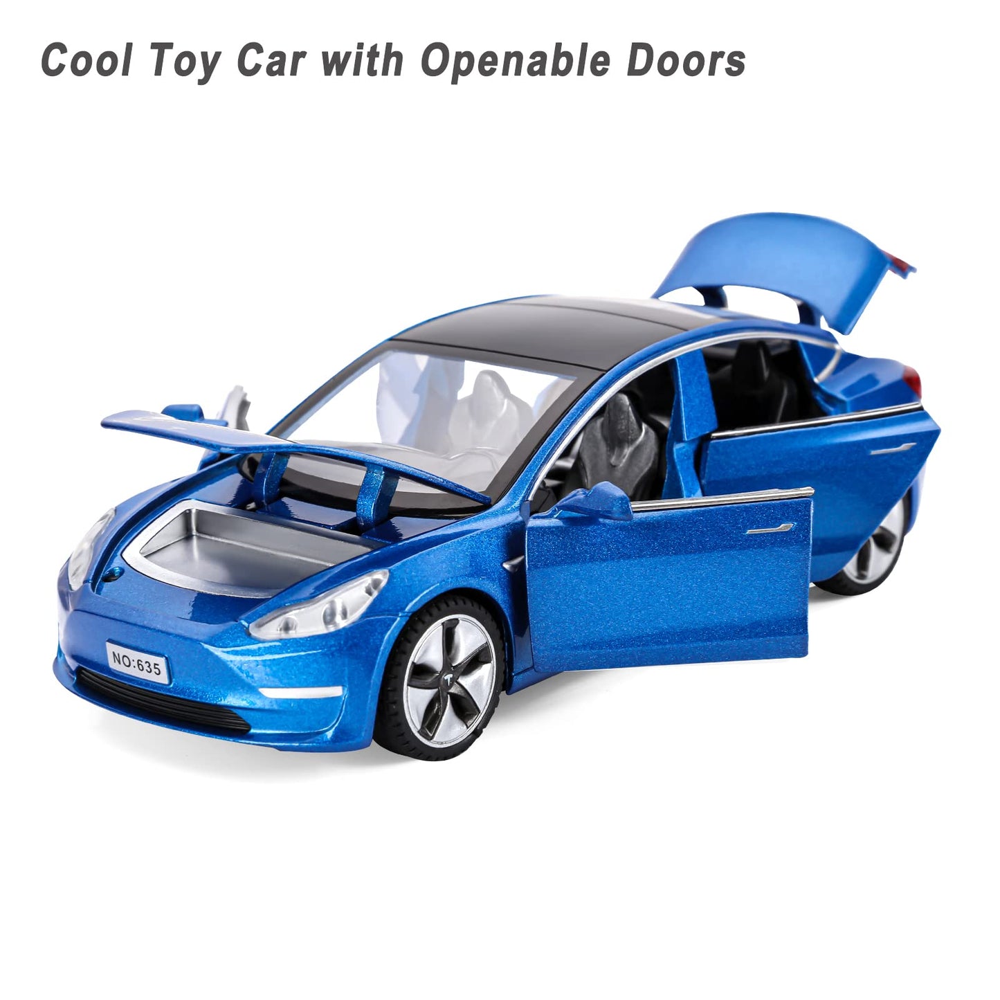 Toy Car Model 3 Diecast Metal Model Cars Pull Back car for Boys and Girls Age 3 - 12 Years Old (Blue)