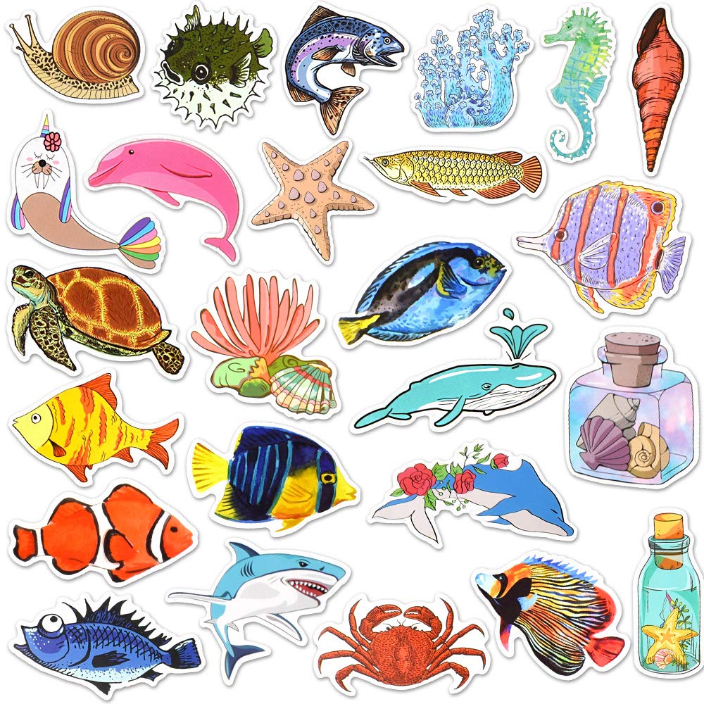 Ocean Stickers For Water Bottles Ocean Stickers For Kids Ocean Waterproof Stickers Vinyl Laptop Stickers(50 Pcs)