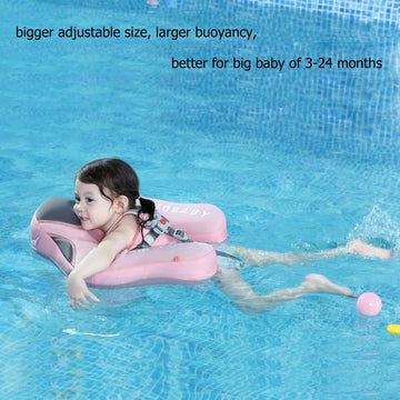 V Convey Baby Float - Non-Inflatable Smart Swim Trainer, Adjustable Size, UPF 50+, Pink, Model B503 with Canopy