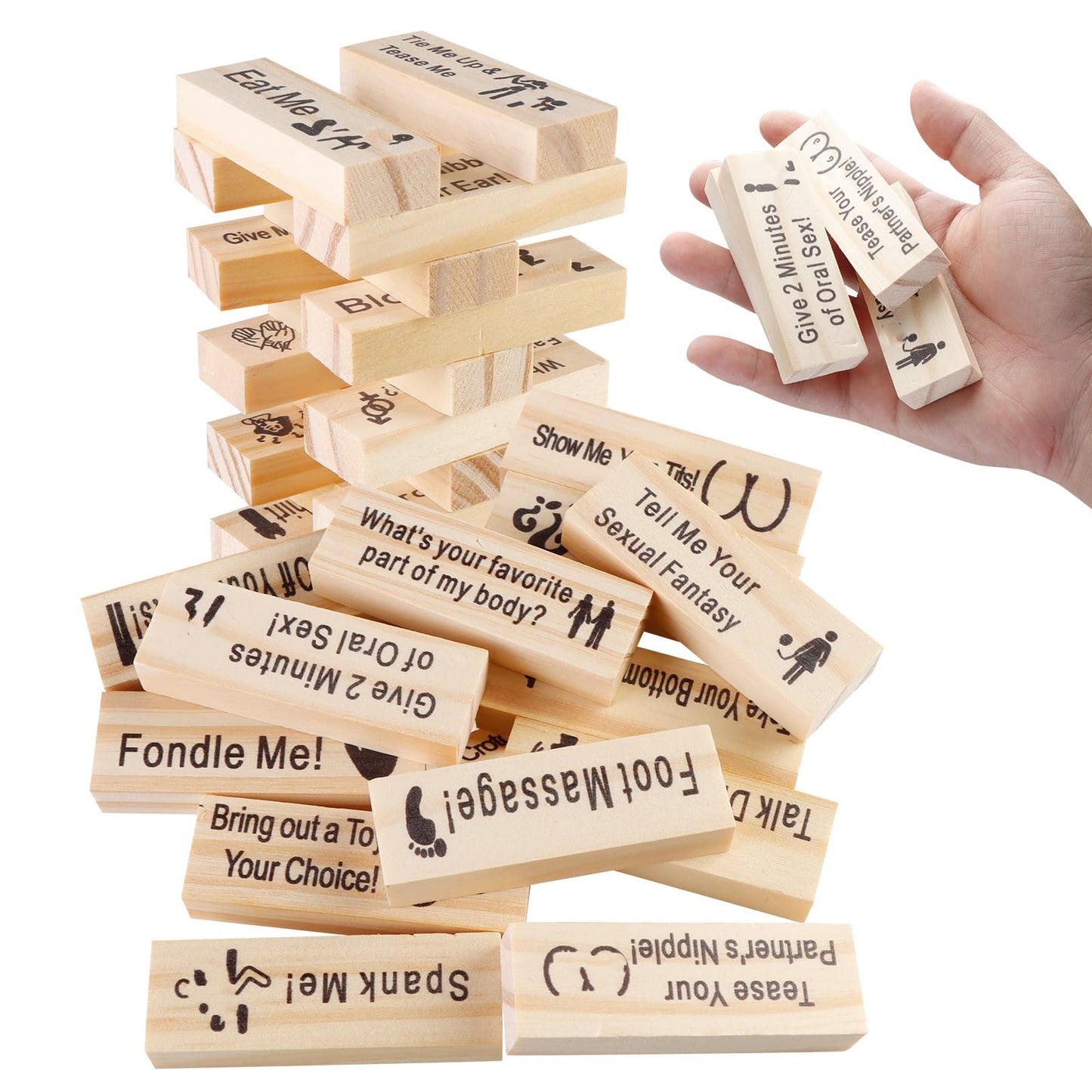 Yakini Super Naughty Block Tower Game, Valentine Tumbling Tower Stacking Blocks Game, Couple Activities & Date Night Ideas, Wood