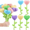 10 Pcs Plush Heart Floral Stuffed Bendable Stems Plush Bouquet Toy Soft Rose Flower 12.6 Inch For Christmas Classroom 2025 Mothe