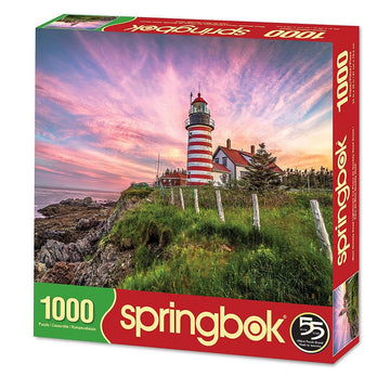 Springbok Puzzles - West Quoddy Head Lighthouse - 1000 Piece Jigsaw Puzzle - Large 30 Inches By 24 Inches Puzzle - Made In Usa - Unique Cut Interlocking Pieces