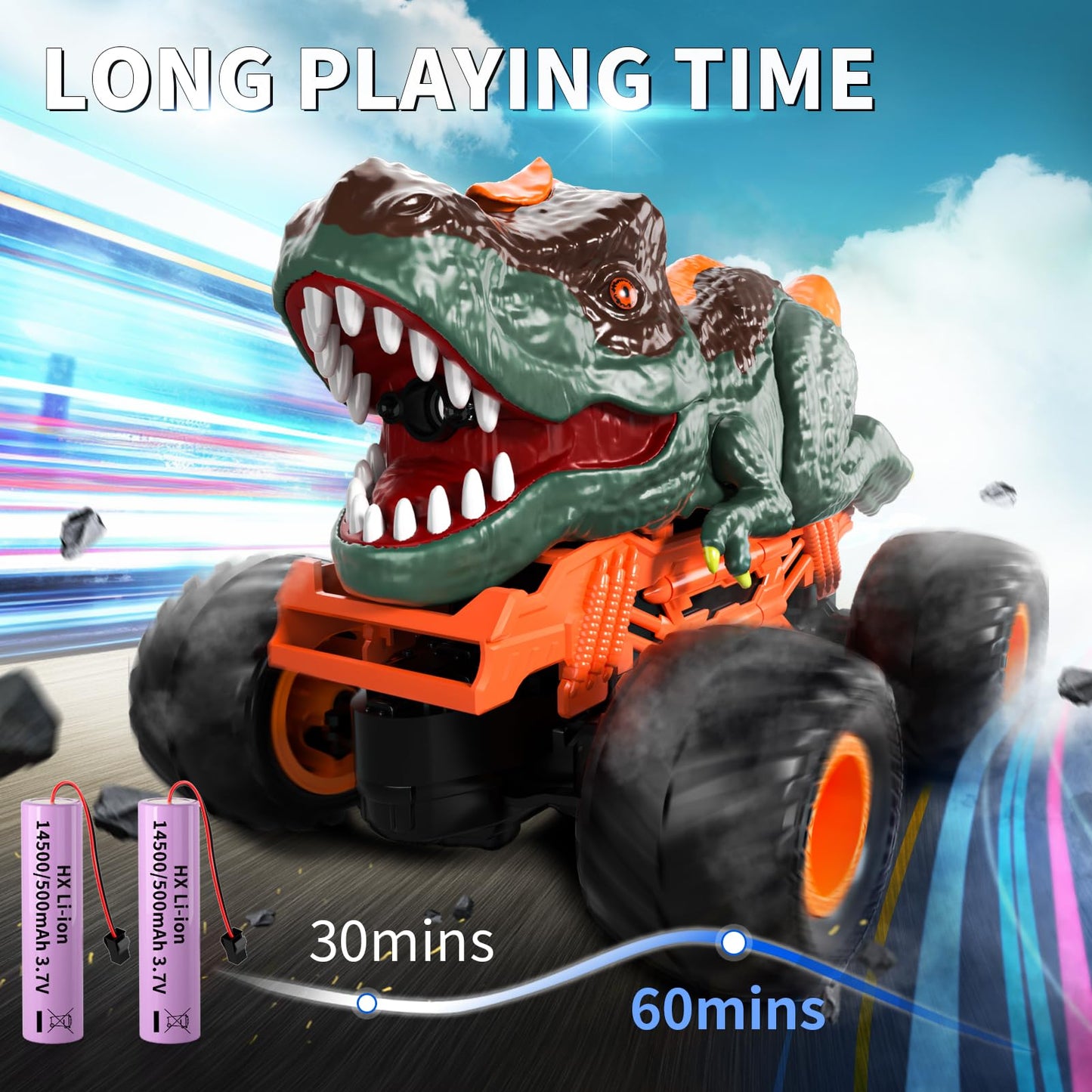 Bennol Remote Control Dinosaur Car Trucks Toys for Kids Boys 3-5 4-7 8-12, 2.4GHz RC Dino Car Toys Gifts for 3 4 5 6 Year Old Bo