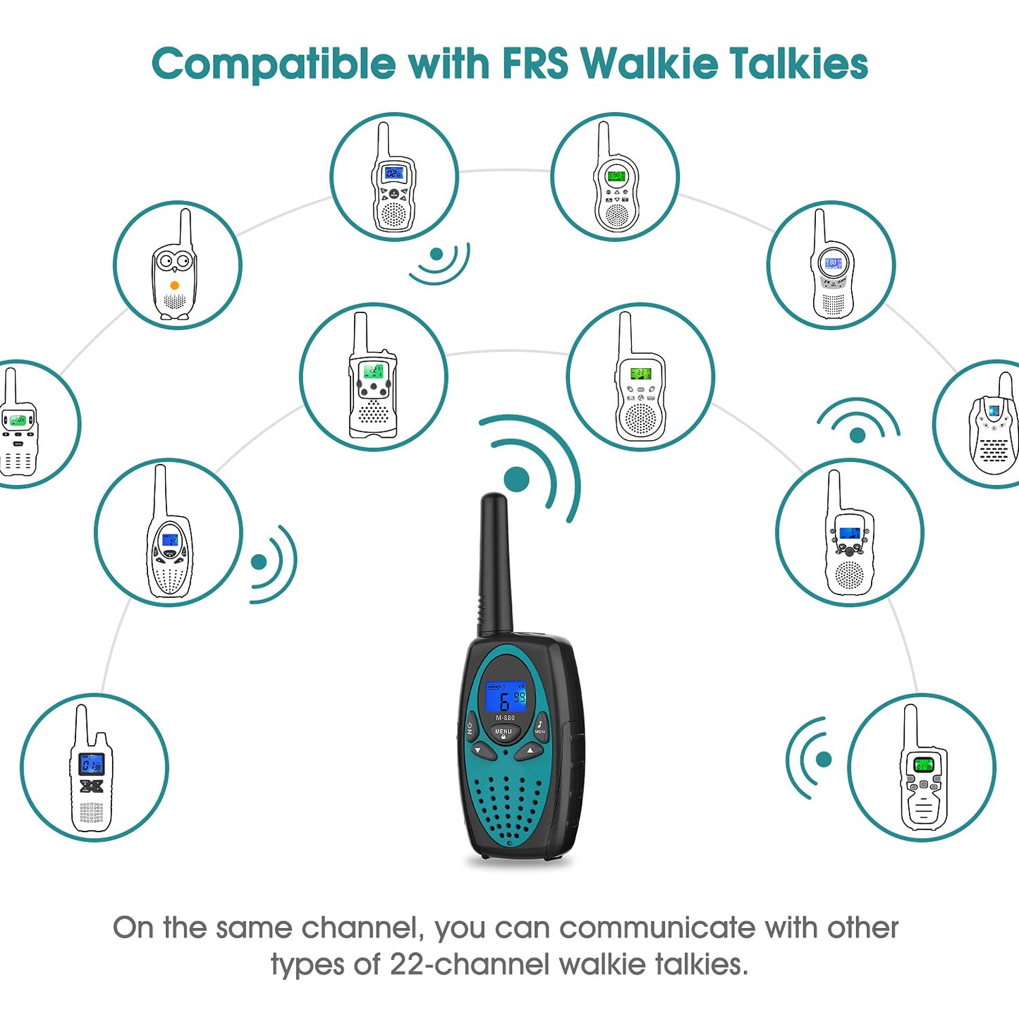 Topsung Walkie Talkies Long Range, M880 Frs Two Way Radio For Adults With Mic Lcd Screen/Resistance Wakie-Talkies With Noise Can