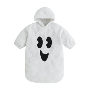 Boibokoko Baby Girl Boy Halloween Costumes Ghost Long Sleeve Hoodie Romper Jumpsuit Cute Baby Halloween Outfit (White, 0-3 Month