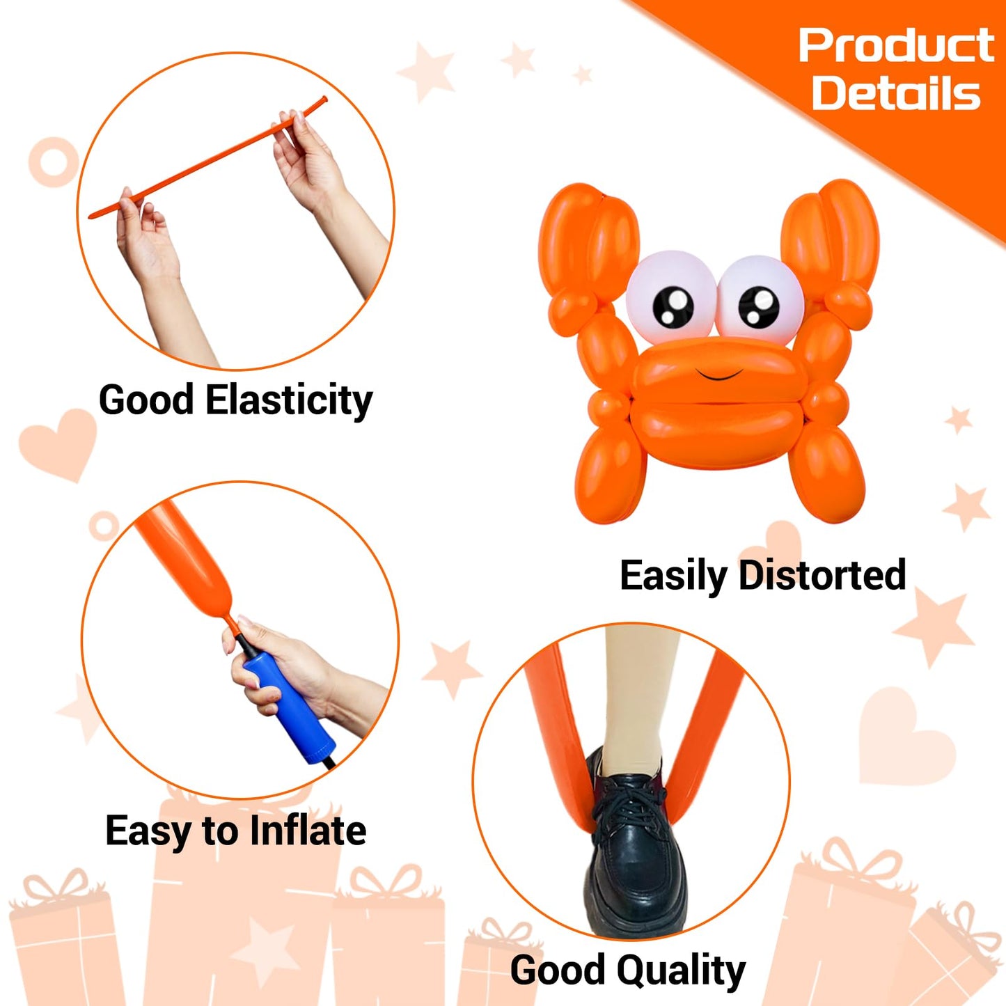 Kawkalsh 150Pcs 260 Balloon Orange, Long Skinny Balloons For Tying Balloon Arch, Twisting Balloons For Party Balloons Garland An