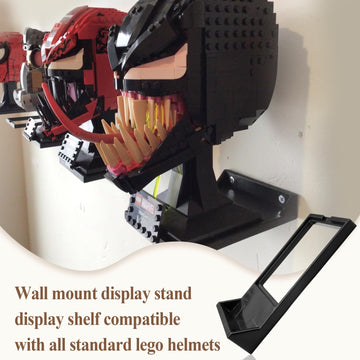 4 Pcs Black Wall Mount Display Stand Fits Lego Star Wars Helmet, Wall Mount Display Shelf, Compatible With All Standard Lego Hel