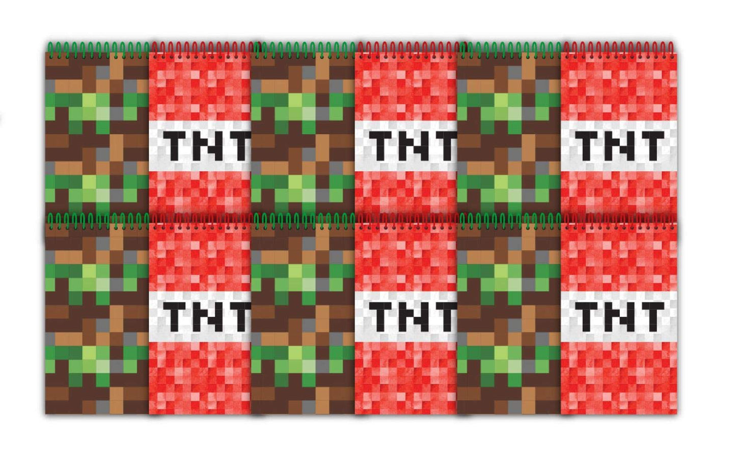 TINYMILLS Pixel Miner Party Favor Set of 60 Pcs (12 Party Favor Treat Goody Bags with Handles, 24 Self-Ink Stamps for Kids, 12 m