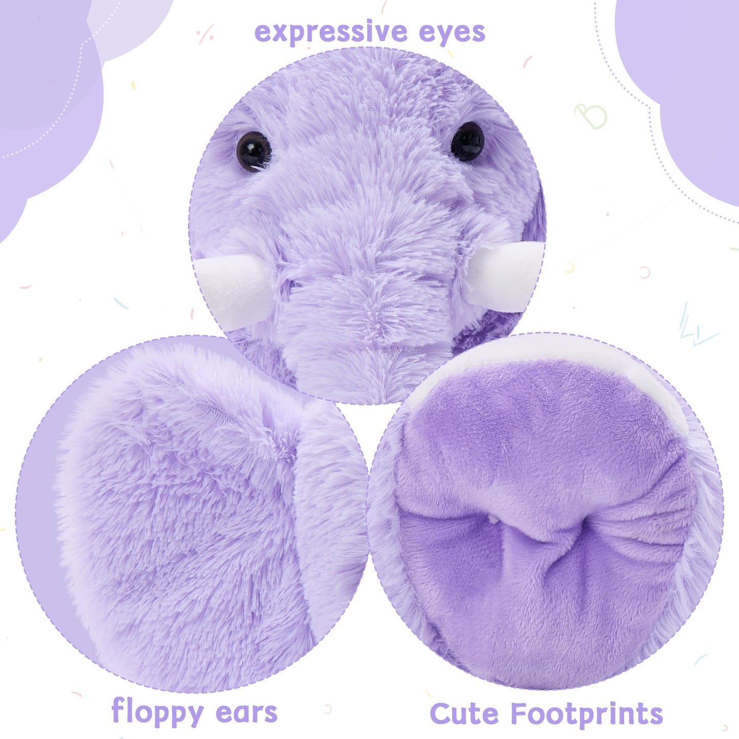 MorisMos Large Purple Elephant Stuffed Animal, 19.6" Soft Plush Toy for Kids, Ideal Gift for Boys and Girls
