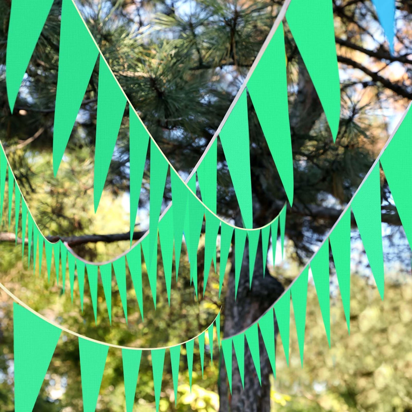 Tatuo 820 Ft 500 Pcs Pennant Banner Flag String Hanging Triangle Bunting Flag For Party Celebration Holiday Wedding Decoration, 10 Set (Green)