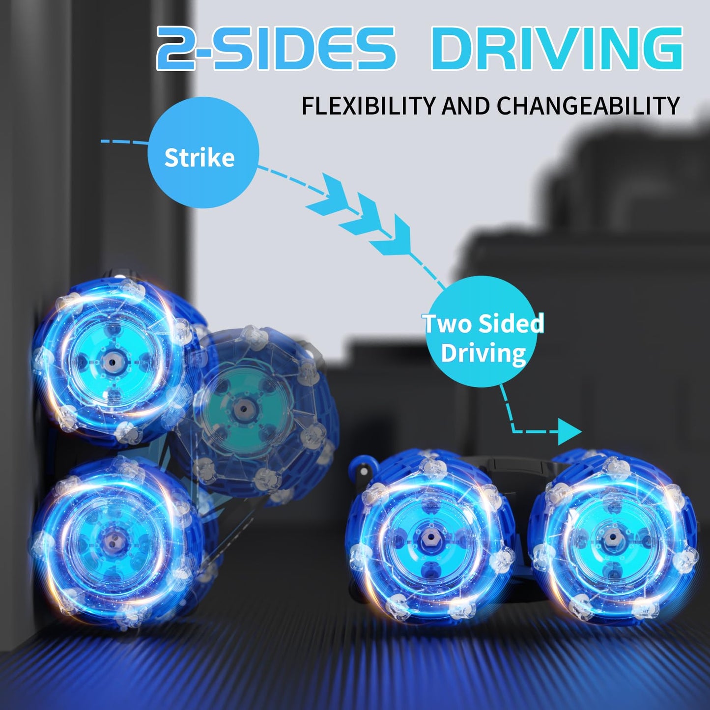 YEMIAI Remote Control Car, 2.4 Ghz 4WD Gesture Sensing RC Stunt Car, Double Sided 360 flip, with Cool Lights and Music, Birthday