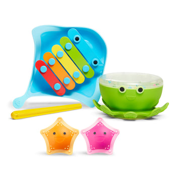 Munchkin Bath Beats Musical Toy Set - 5 Piece Xylophone, Drum & Shakers, Multi-Color, Plastic, Model 17500, Fun for Babies & Toddlers