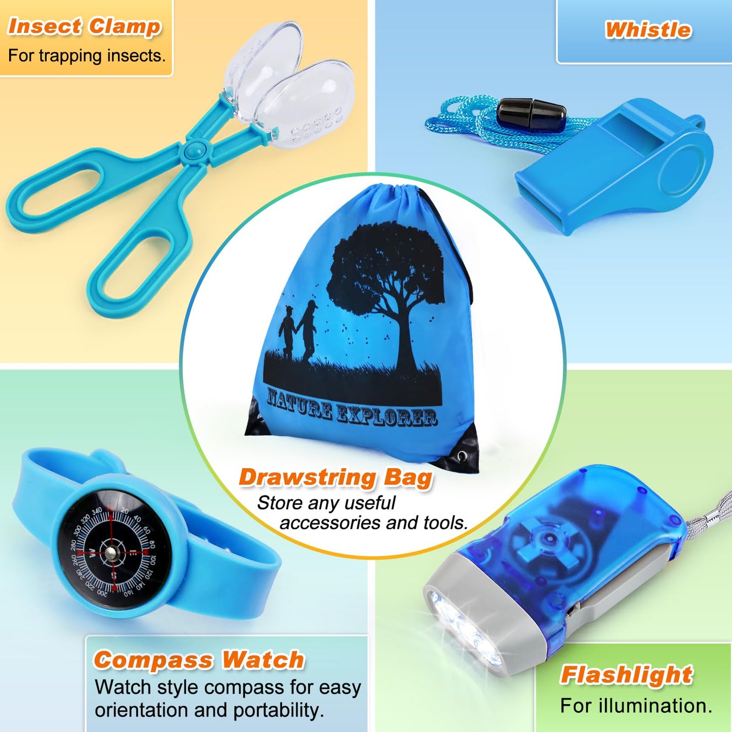 Yopinsand Bug Catcher Kit & Outdoor Explorer Kit For Kids, 11 Pcs Bug Catching Kit With Toy Cage, Backpack, Flashlight, Manifyin