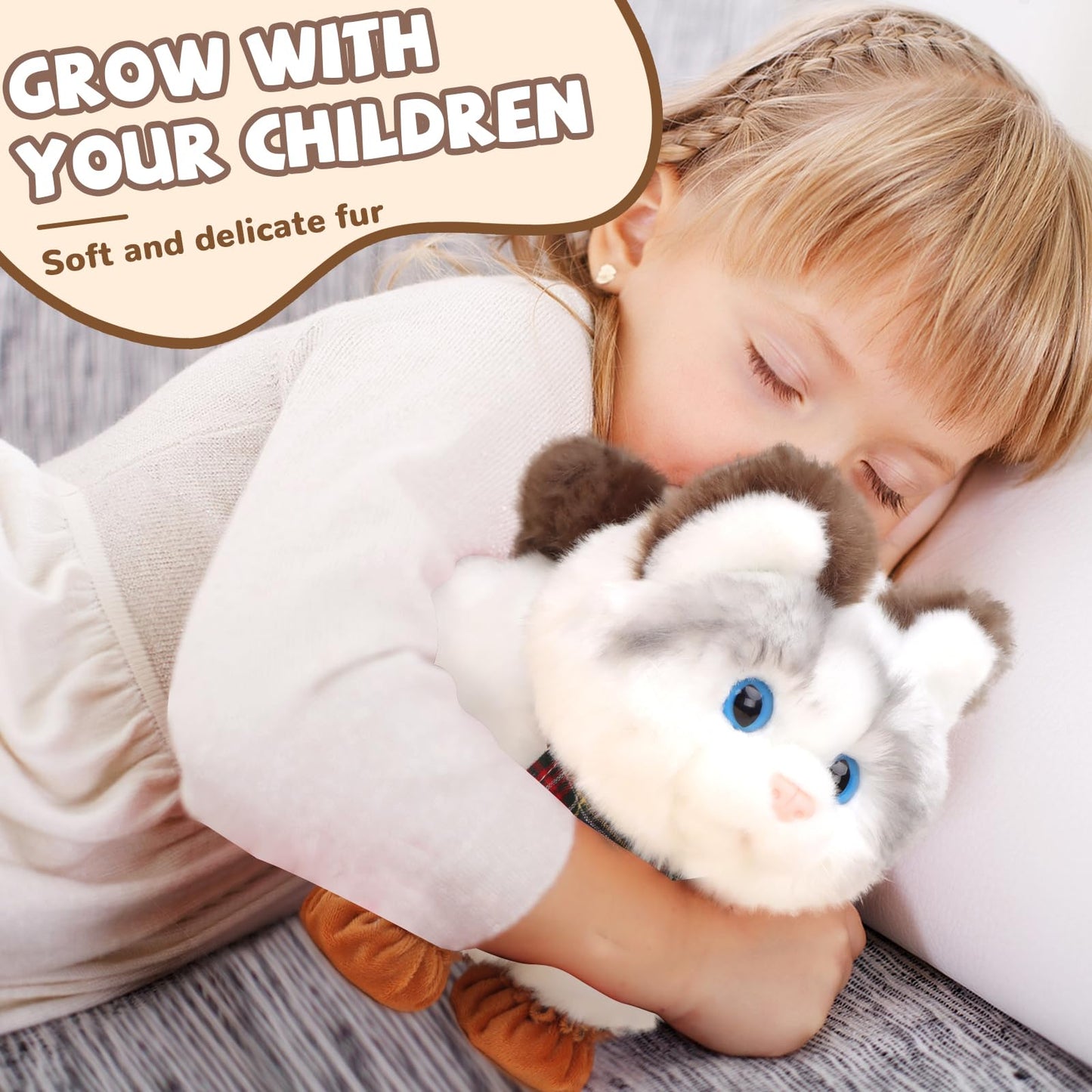 Jimate Walking Cat Toys For Kids With Leash, Plush Toy Cat That Walks And Meows, Interactive Cat Toy For Kids Aged 3-7, Best Bir