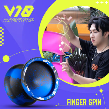 Magicyoyo V10 Black Blue Unresponsive Yoyo Professional Finger Spin Yoyo With 12 Yoyo Strings, Yoyo Case, Yoyo Glove