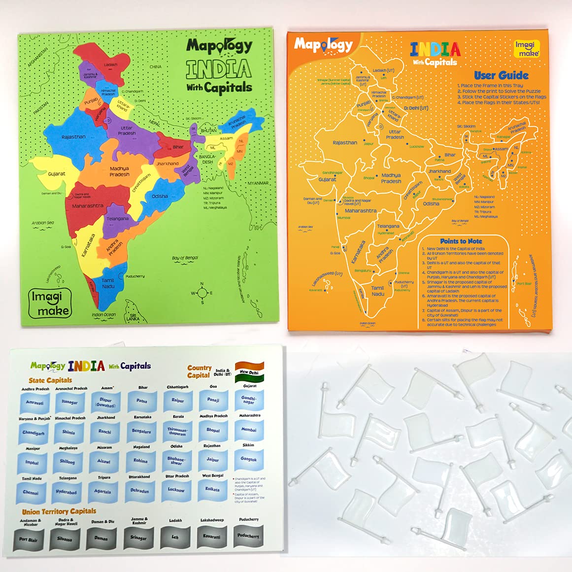 Imagimake Mapology India With State Capitals - Educational Toy And Learning Aid For Boys And Girls - India Map Puzzle - Jigsaw P