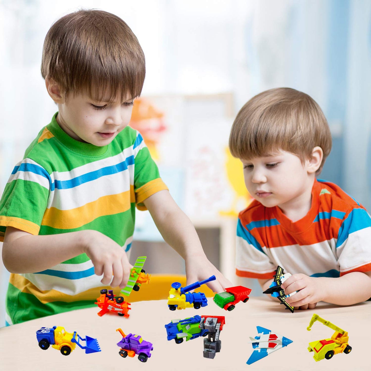 SCKTYZS Morphing Robot Construction Toy Cars Mini Pull Back Vehicles Set of 16 Action Figure Party Supplies Birthday Favors Deco