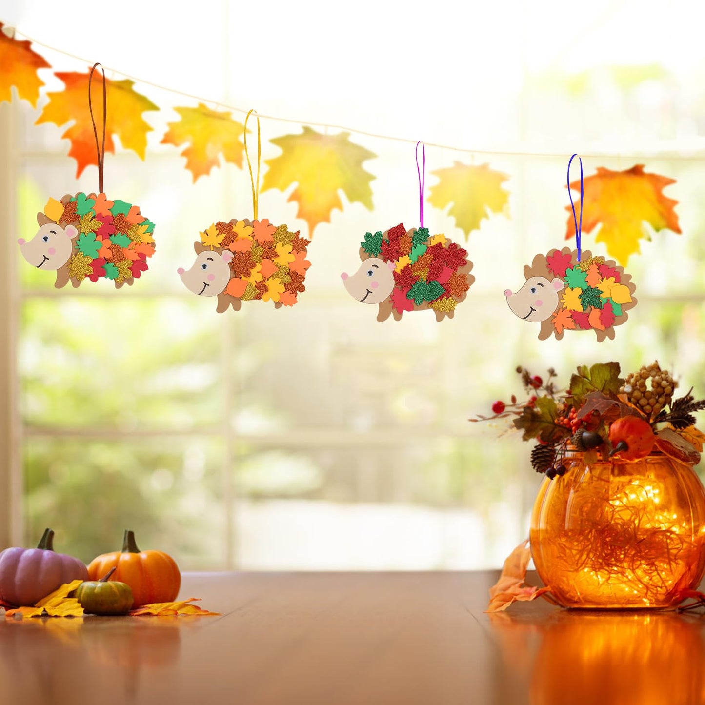 Fennoral 12 Pack Hedgehog Crafts For Kids Make You Hedgehog Foam Stickers Diy Autumn Art And Craft For Boys Girls Party Supply A