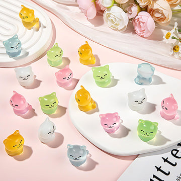 HFAYDZSW 40Pcs Luminous Mini Resin Cat, Miniature Cat, Glow in The Dark Tiny Cat Ornament for Garden Landscape Aquarium Dollhous