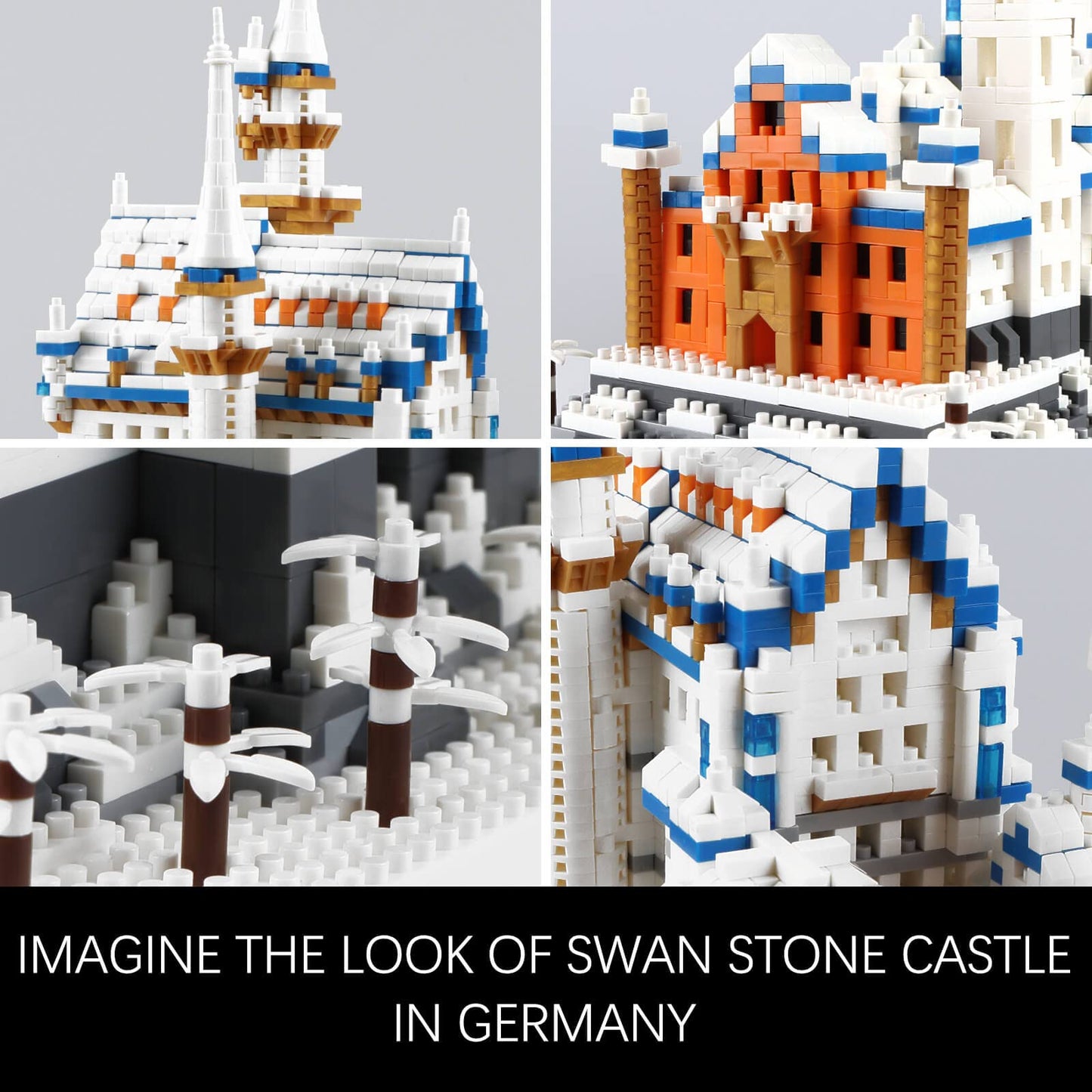 Vziimo Germany Swan Stone Castle Micro Building Blocks Set, Famous World Architecture Model Creative Collection Building Toys For Adults And Kids 14+ (2800? Pieces)