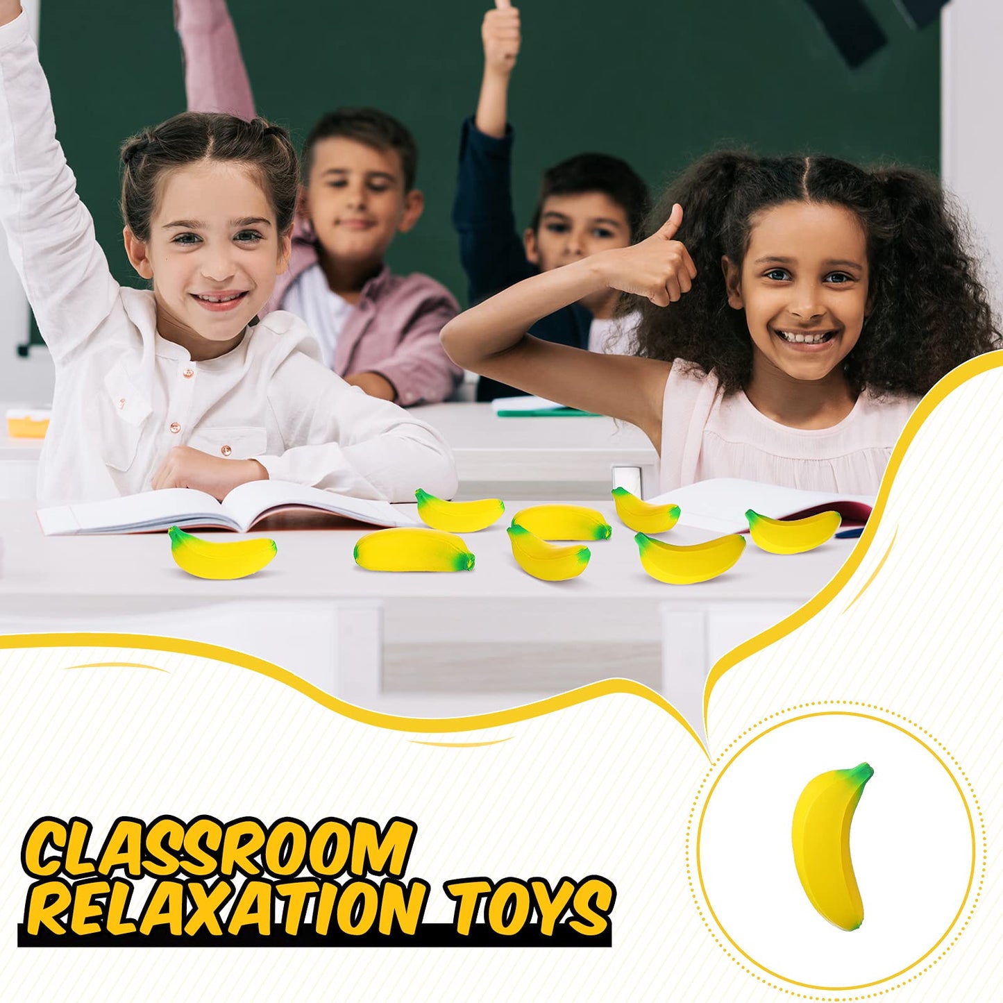 Kasyat 15 Pcs Banana Stress Toys Banana Stretchy Toys Pu Relief Stress Balls Tiny Party Supplies For Relief Party Favors(2.36 Inches)