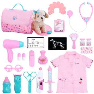 Holycco Toy Doctor Kit for Kids, Vet Play Set Toys for Girls, Birthday Gift for Kids Toddlers Ages 3 4 5 6, Pretend Play Doctor