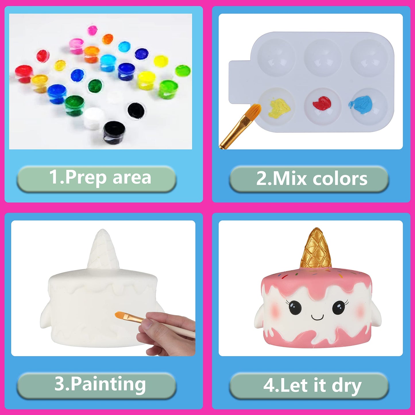 Jim&Gloria Paint Your Own Squishies, Jumbo Squishy Gifts For Girls And Boys 8 9 10 11 12 13 14, Arts And Crafts For Kids, Party Favors For Birthday, Easter Gift For Kids, Pack Of 3