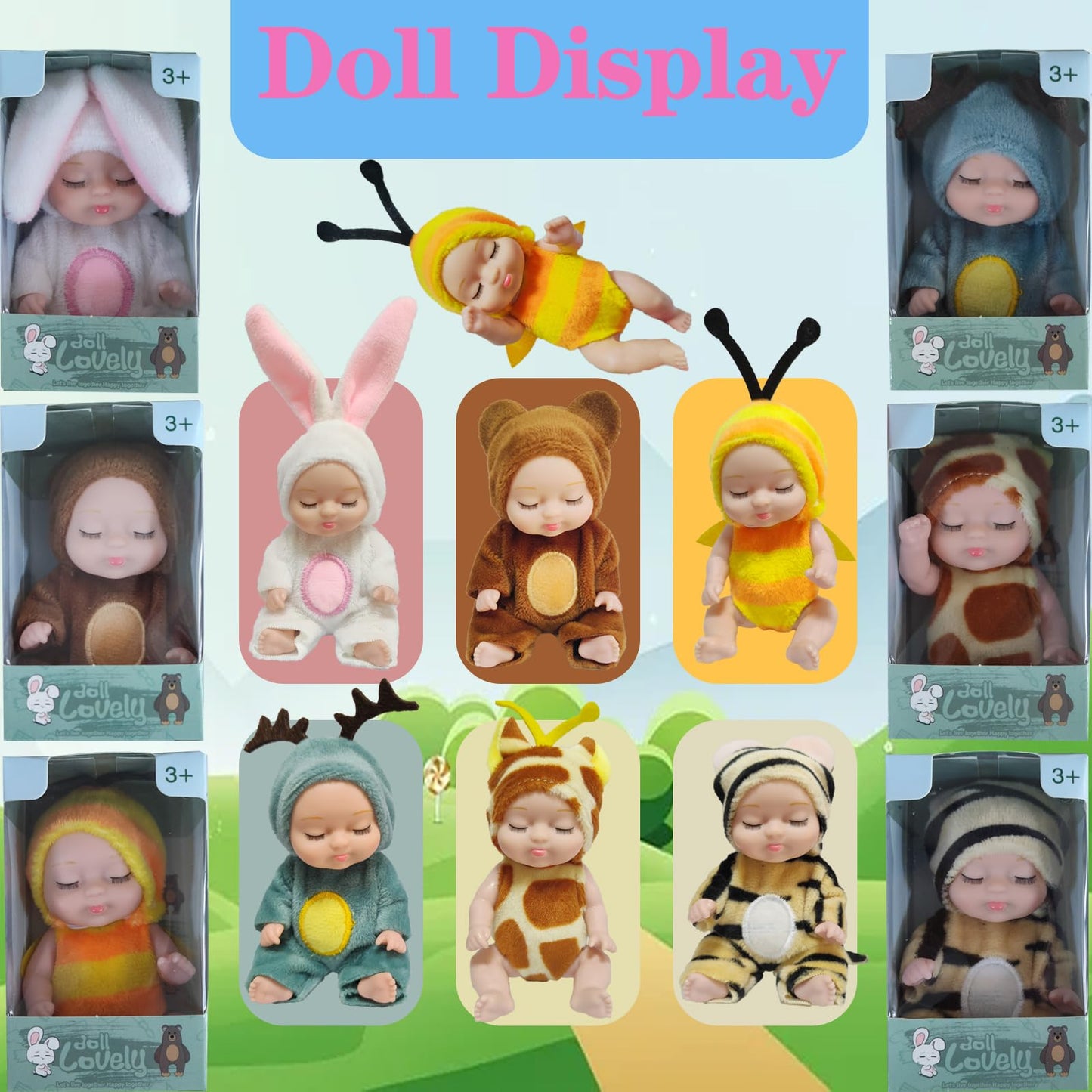 Niliswiest Mini Rebirth Doll, Gift Box Miniature Doll, Toys For Kids Over 3 Years Old (Style A)