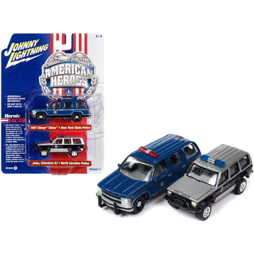 1997 Chevrolet Tahoe ''New York State Trooper'' Blue with Gold Stripes and Jeep Cherokee XJ ''North Carolina State Trooper'' Bla