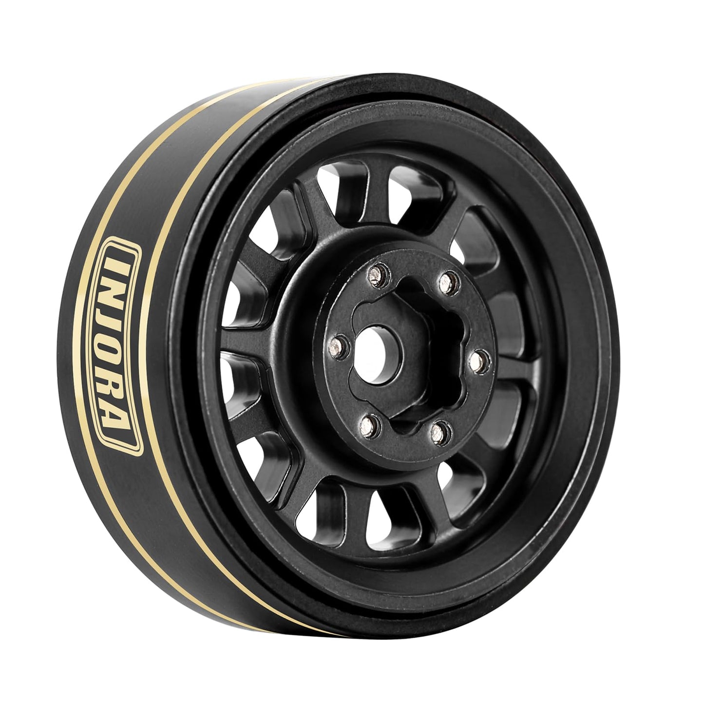 INJORA 1.0 Plus Brass Beadlock Wheel Rims 4PCS 12-Spoke Wheels for TRX4M SCX24 FCX24 1/24 1/18 RC Crawler, 42g/pcs(Black)