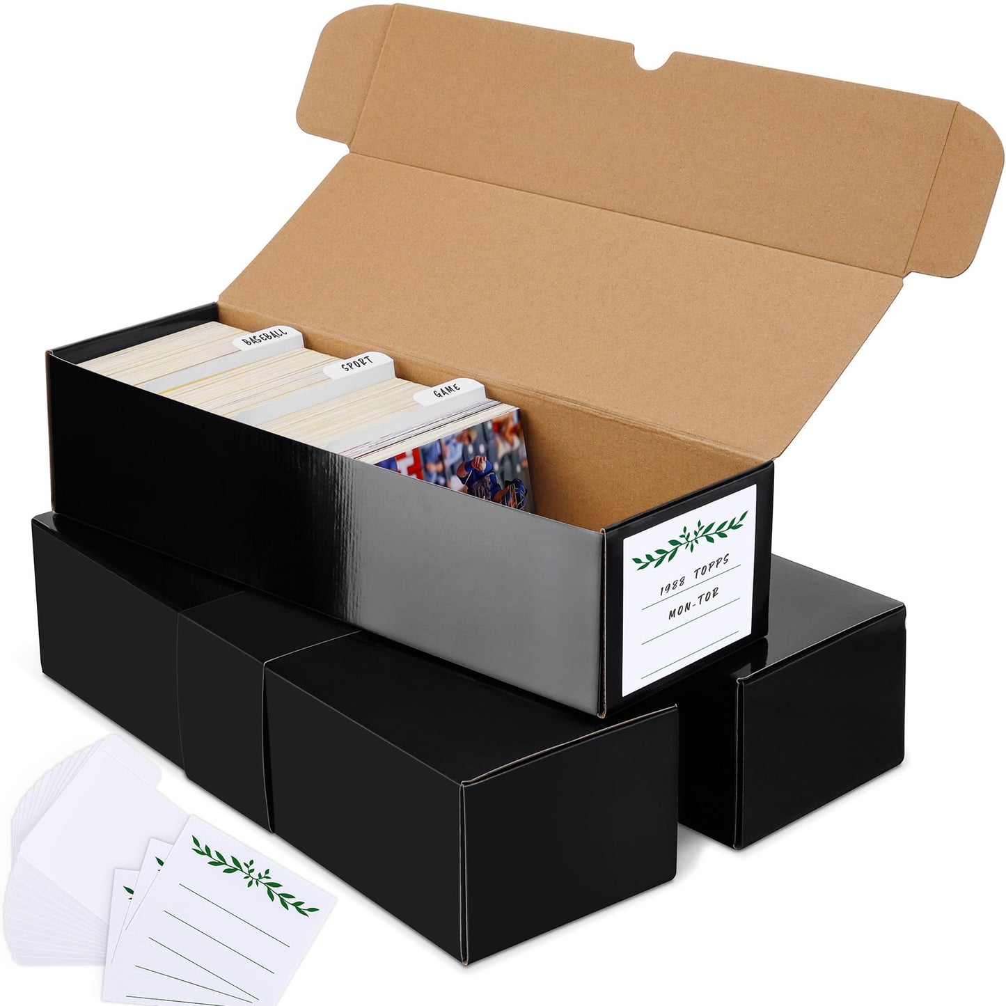 Joyoumess Trading Card Storage Box With Dividers, Cardboard Card Organizer Box For Baseball, Sports, Game, Playing Card Collecti