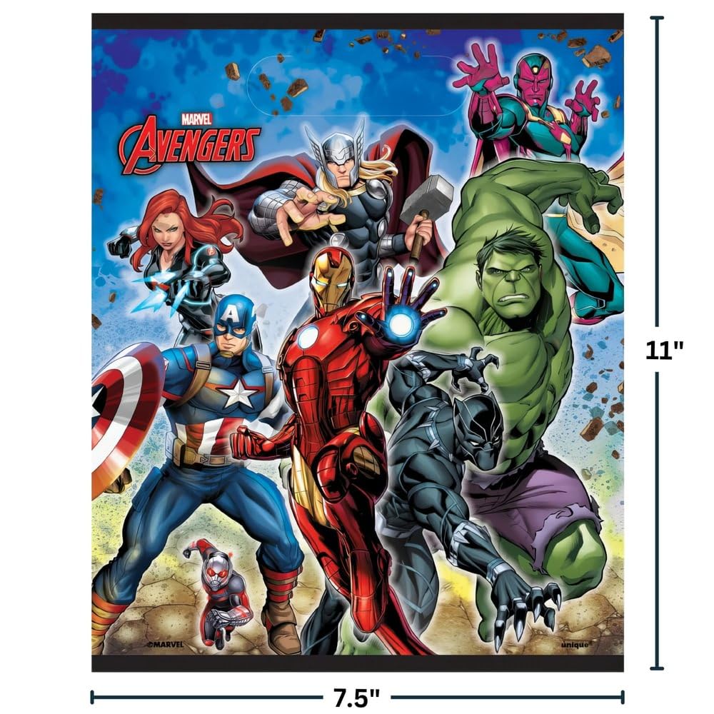 Unique Avengers Party Loot Bags - 9 x 7, 8 Pcs