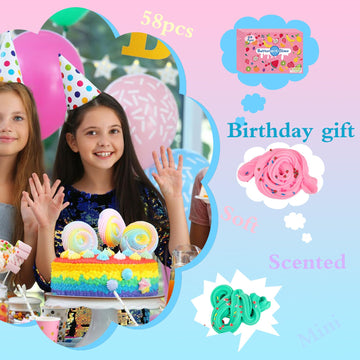 58 Pack Mini Slime Kit For Girls And Boys,Frog, Astronaut,Milk,Claws,Stars Cute Charms Slime For School Education Rewards,Diy Pu