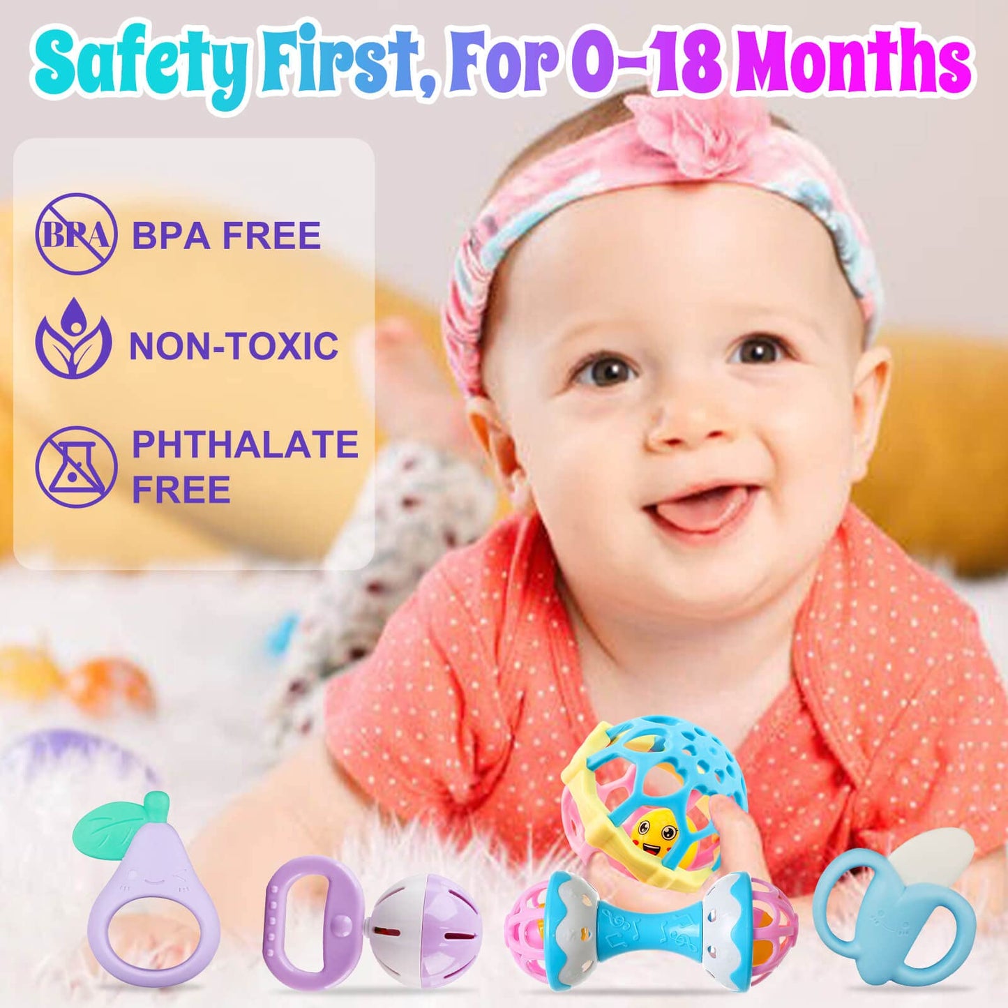 Baby Rattles 0-6 Months: Newborn Infant Rattle Toys - Teething Set With Wrist Socks