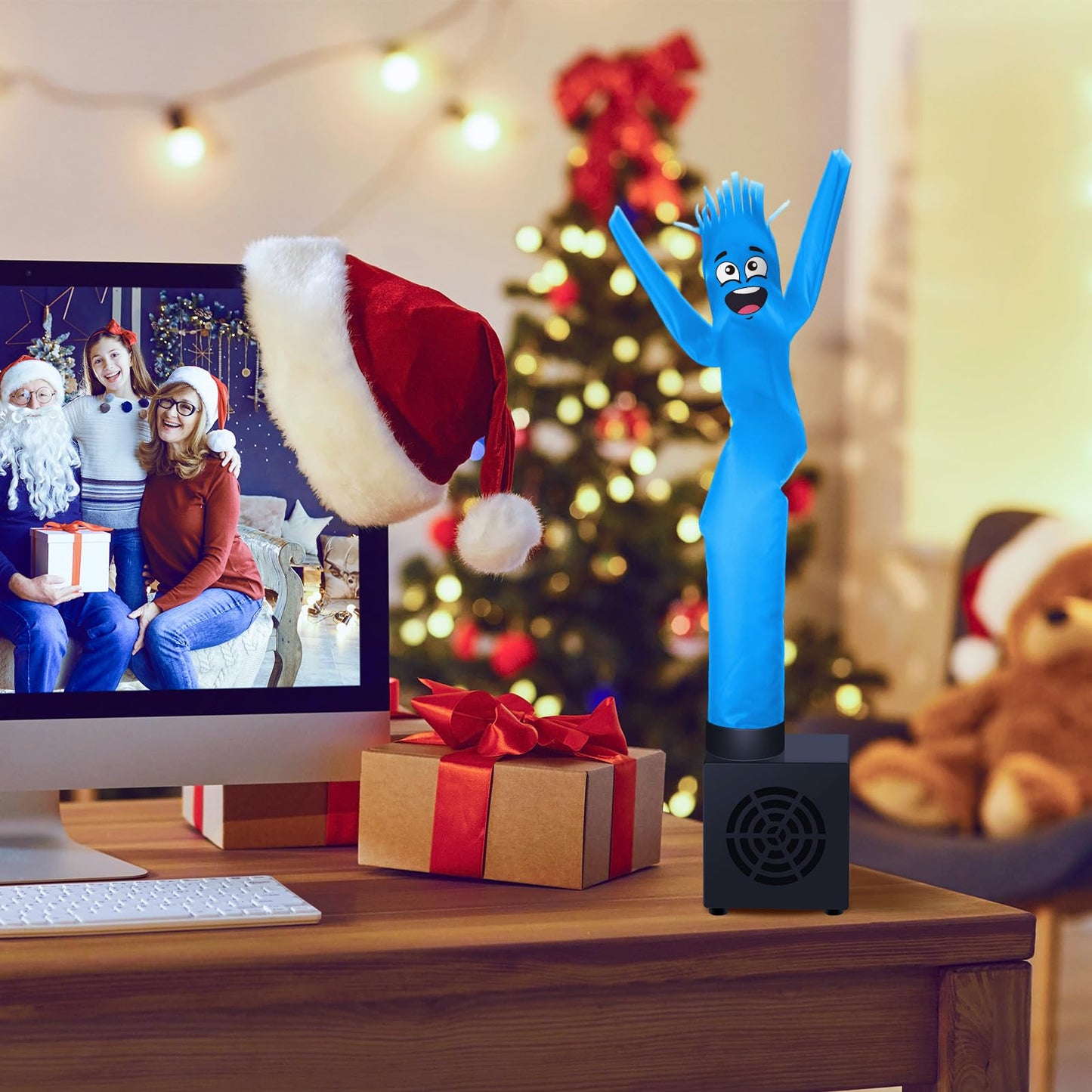 Poen Easter Mini Inflatable Tube Man Gag Funny Gift For Kids Wacky Waving Inflatable Tube Guy With Blower Joke Toy Desktop Quirky White Elephant Gift For Table Birthday Party Decor(Laugh)